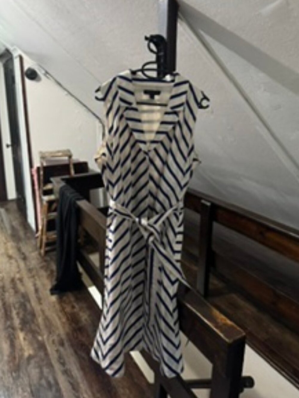 Banana Republic Nautical Chevron Stripe Tie Belt Midi Dress with Pockets | Size